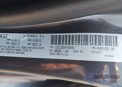 2015 Chrysler 200 S from USA, damaged, VIN 1C3CCCBBXFN746461